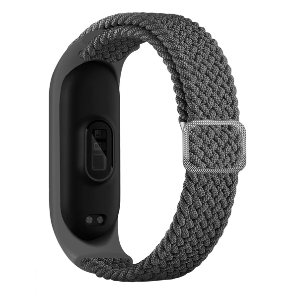 Xiaomi Mi Band 7 Ayarlanabilir Gri Naylon Örgü Esnek Saat Kayışı