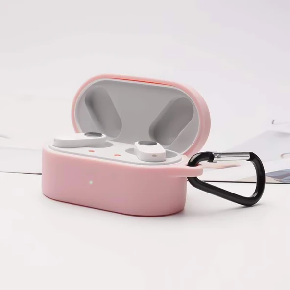 OnePlus Buds N Kablosuz Kulaklık Silikon Koruyucu Kılıf Kancalı Pembe - 2