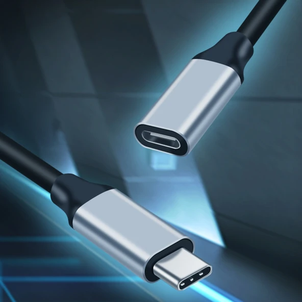 25cm USB C Erkek Kadın Şarj ve Veri Aktarım Uzatma Kablosu 10Gbps 100W - 2
