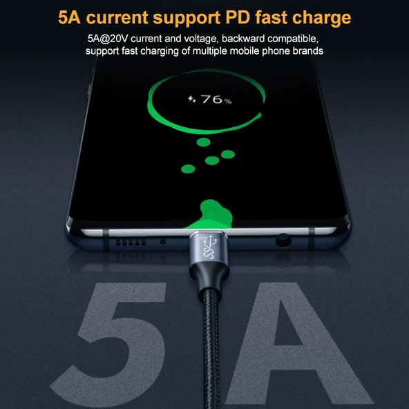 25cm USB C Erkek Kadın Şarj ve Veri Aktarım Uzatma Kablosu 10Gbps 100W - 5