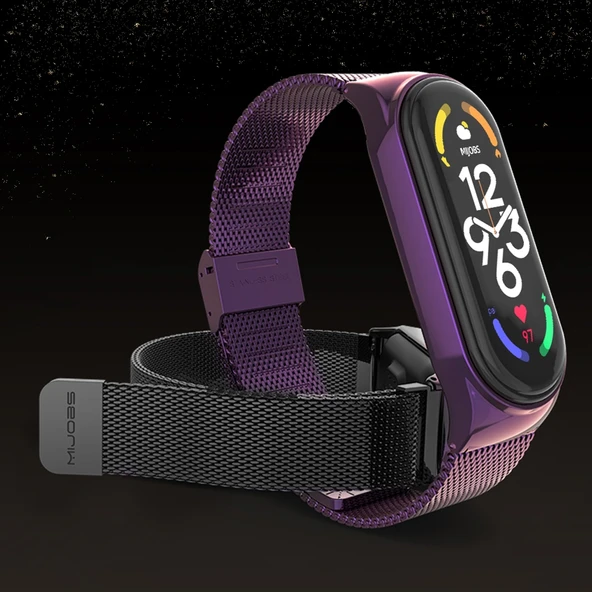 Xiaomi Mi Band 7 ve 7 NFC Uyumlu MIJOBS CS Milan Tokalı Metal Saat Kayışı Gri - 5