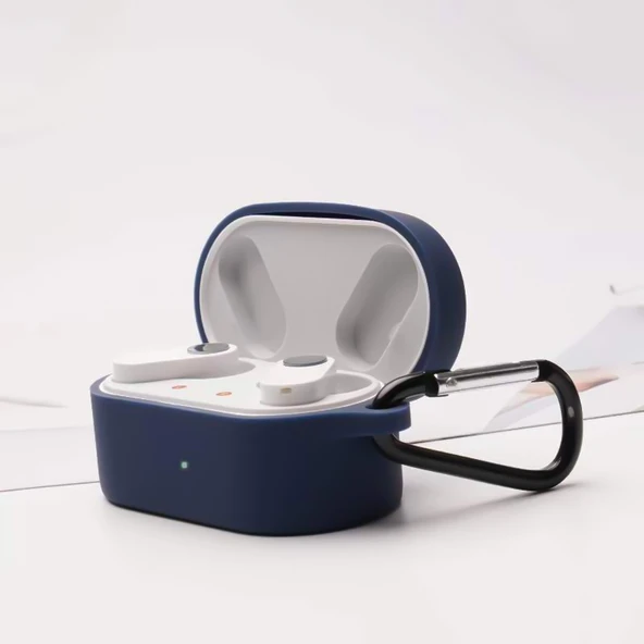 OnePlus Buds N Kablosuz Kulaklık Silikon Koruyucu Kılıf Kancalı Koyu Mavi - 2