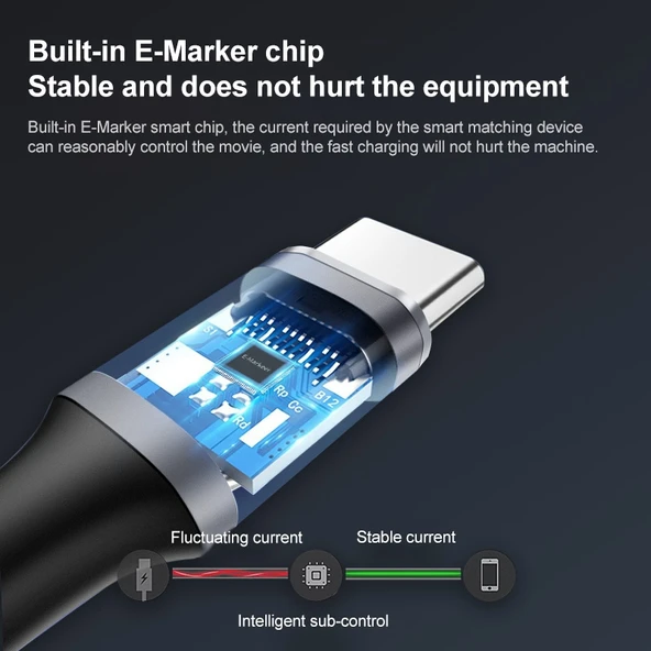 25cm USB C Erkek Kadın Şarj ve Veri Aktarım Uzatma Kablosu 10Gbps 100W - 7
