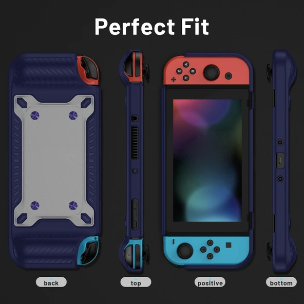 Nintendo Switch OLED Mavi TPU PC Koruyucu Oyun Kolu Kılıfı - 4