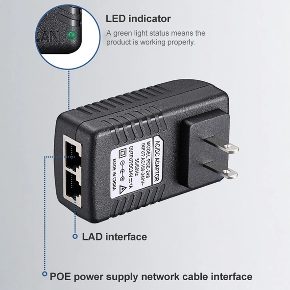 48V 0.5A Router AP Kablosuz POE LAD Güç Adaptörü EU Fiş - 3