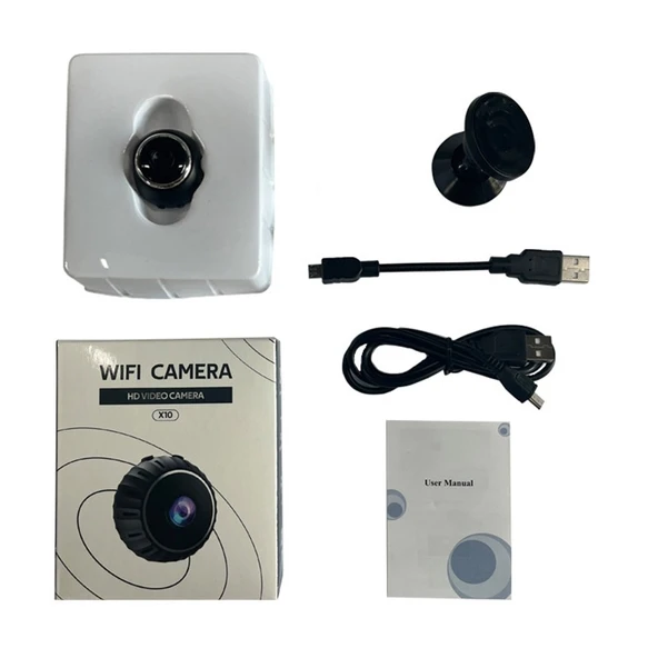 X10 HD Kızılötesi Gece Görüşlü Mini WiFi Kamera Siyah Tabanlı - 7