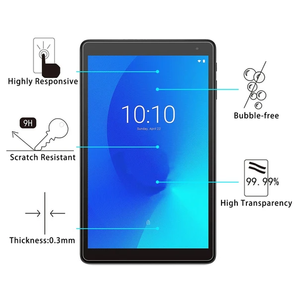 Alcatel 1T 10 Uyumlu 9H 2.5D Patlamaya Dayanıklı Temperli Tablet Cam Koruyucu - 3