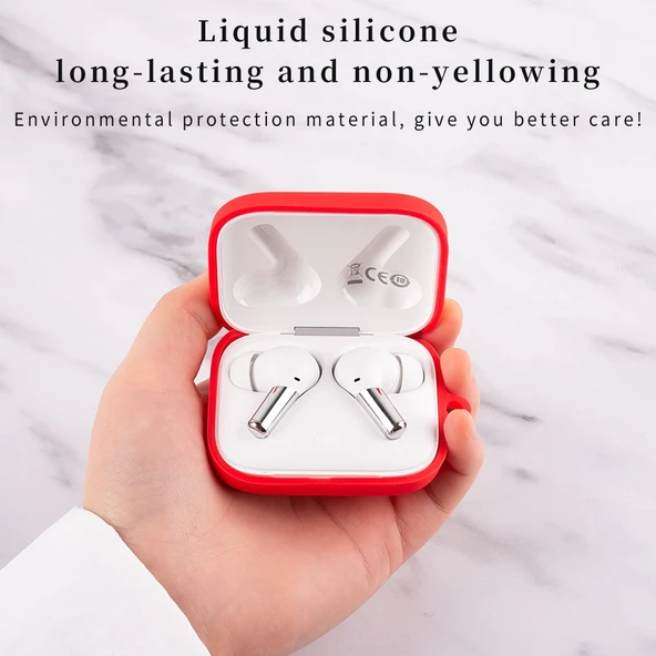 OnePlus Buds Pro Silikon Kulaklık Koruyucu Kılıf Kancalı Gece Mavisi - 3