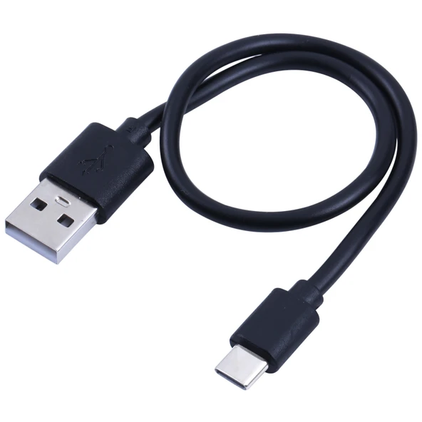 USB den USB C Tipi Bakır Çekirdekli Şarj Kablosu 50cm Siyah - 2