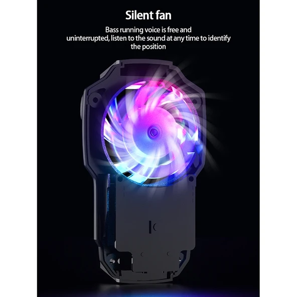 MeMo FL05 Telefon Soğutucu Fan Renkli Işıklar Siyah - 2