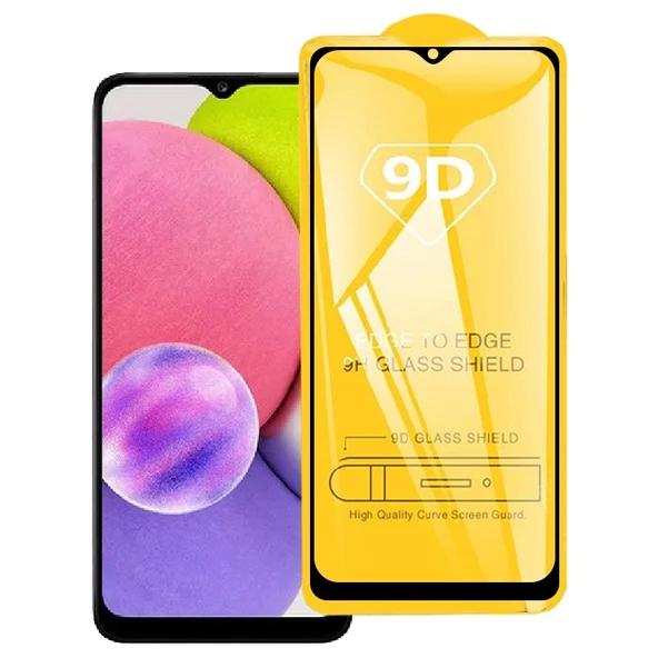 Samsung Galaxy A03 A03 Core Uyumlu 9D Tam Yapışkanlı Temperli Cam Ekran Koruyucu
