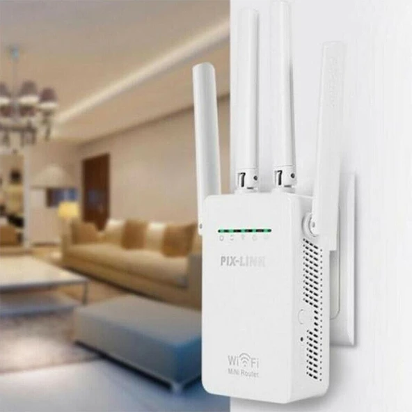 Kablosuz Akıllı WiFi Router Tekrarlayıcı 4 Antenli Beyaz US Priz - 8