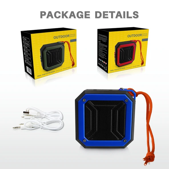 New Rixing NR-103 Mini TWS Bluetooth Hoparlör Siyah Askılı - 10