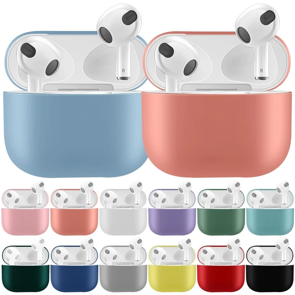 AirPods 3 Uyumlu Pembe Silikon Kulaklık Koruyucu Kılıf - 3