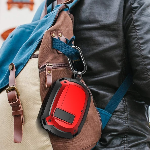 Beats Studio Buds Uyumlu Arı Zırhı Kulaklık Koruyucu Kılıf Siyah Sarı Anahtarlı ve Kancalı - 7