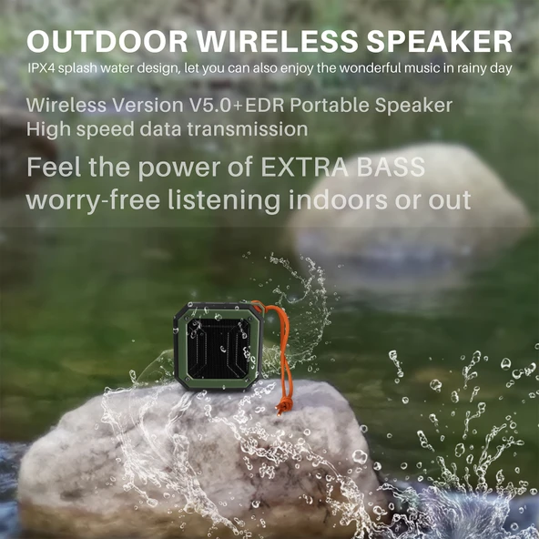New Rixing NR-103 Mini TWS Bluetooth Hoparlör Siyah Askılı - 5