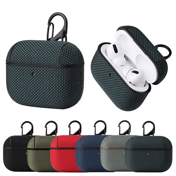 AirPods Pro Icin Is Elbisesi Kumaş Kulaklık Koruyucu Kılıf Kancalı Mavi - 8