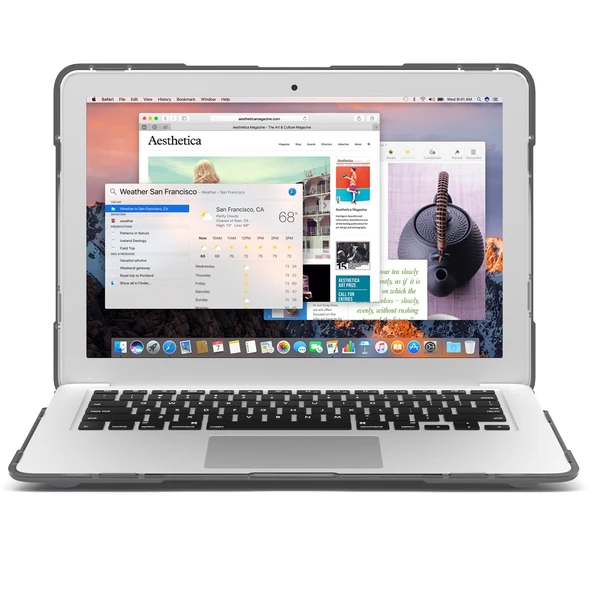 MacBook Air 13.3 inç A1466 A1369 Uyumlu Gri İki Renkli TPU ve PC Darbeye Dayanıklı Laptop Kılıfı - 6