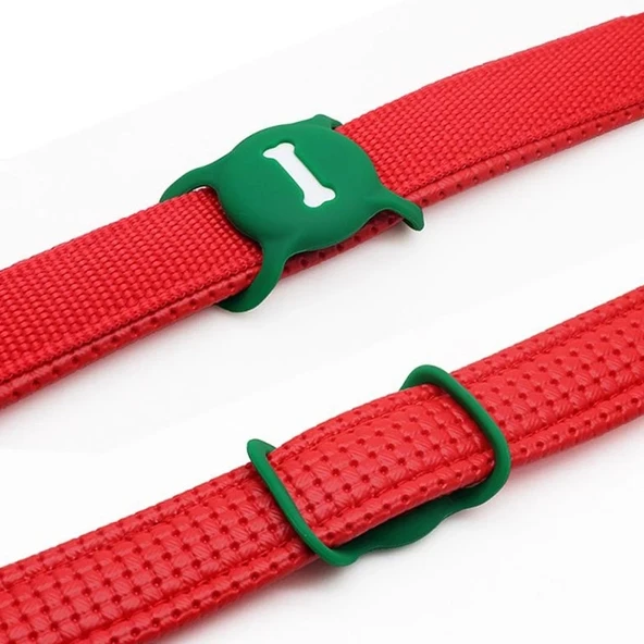 Darbelere Dayanıklı Kırmızı Kemik Desenli Silikon AirTag Kılıfı - 4