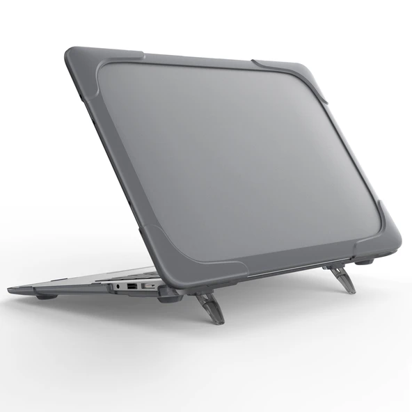 MacBook Air 13.3 inç A1466 A1369 Uyumlu Gri İki Renkli TPU ve PC Darbeye Dayanıklı Laptop Kılıfı - 7