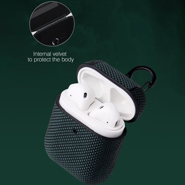 AirPods Pro Icin Is Elbisesi Kumaş Kulaklık Koruyucu Kılıf Kancalı Mavi - 4