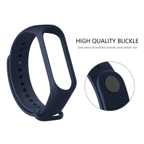 Xiaomi Mi Band 6 Uyumlu Silikon Saat Kayışı Gece Mavisi - 4