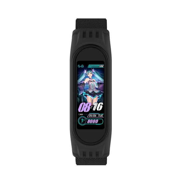 Xiaomi Mi Band 3 4 5 Uyumlu Siyah Twill 8 Şekilli Tokalı Esnek Saat Kayışı - 3
