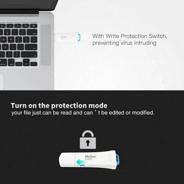 Netac U335S USB 30 Hızlı Antivirüs Yazma Koruması 32GB USB Bellek - 7