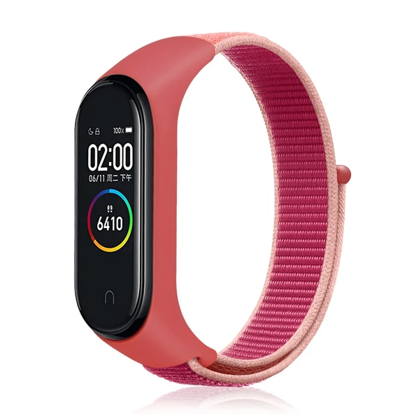 Xiaomi Mi Band 6 İçin Nar Rengi Naylon Örgü Saat Kayışı
