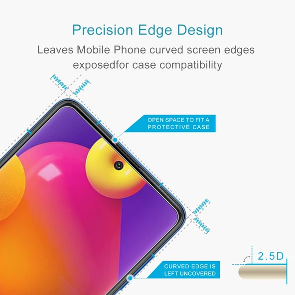 Samsung Galaxy M62 Uyumlu 0.26mm 9H 2.5D Temperli Cam Ekran Koruyucu 1 Adet - 3