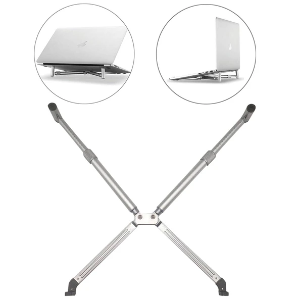 Evrensel Alüminyum Alaşımlı Katlanabilir Yükseklik Uzatıcı Laptop ve Tablet Standı 12-17 İnç