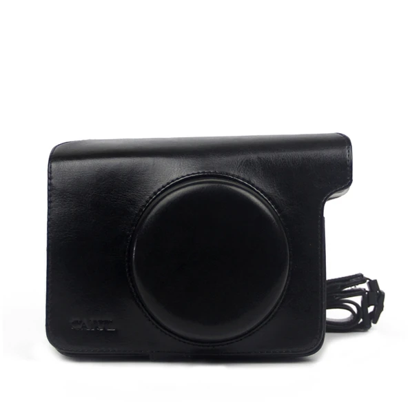 Polaroid W300 Kamera için Siyah Vintage PU Deri Kılıf Çanta Ayarlanabilir Omuz Askılı