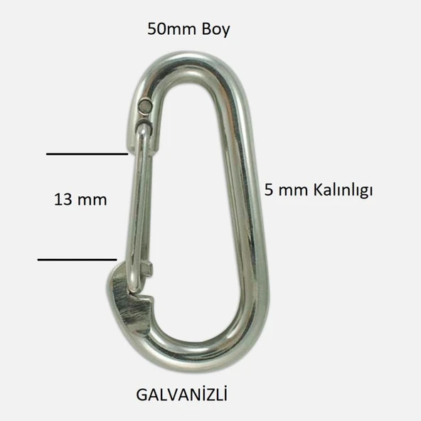 Baş Zincir Karabina Yaylı 6 mm Galvanizli 2 Adet - 4