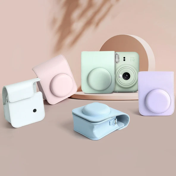 FUJIFILM Instax Mini 12 Deri Kamera Çantası Omuz Askılı Pembe - 7