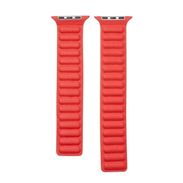 Apple Watch Deri Loop Kayış Kırmızı 42mm 44mm 45mm Uyumlu - 2