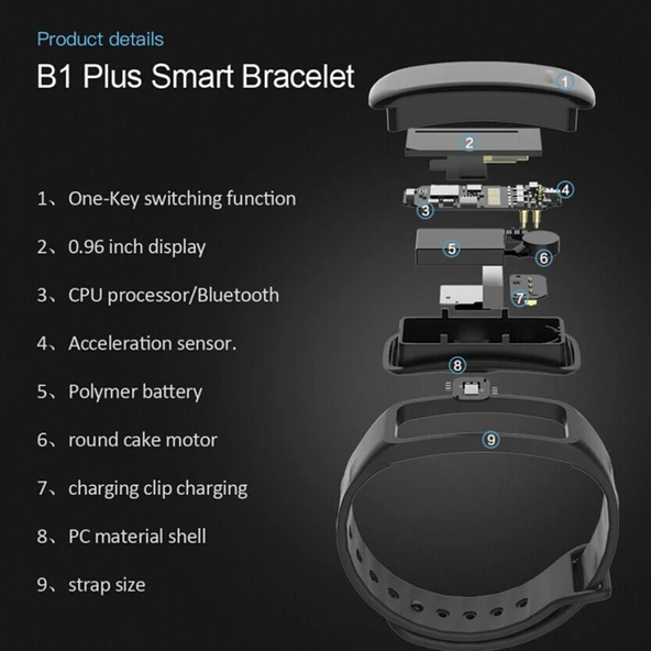 TLW B1 Plus Fitness Bileklik Kirmizi 096 Inç Renkli Ekran Bluetooth 40 IP67 Suya Dayanikli Kalp Atis ve Uyku Takip - 10