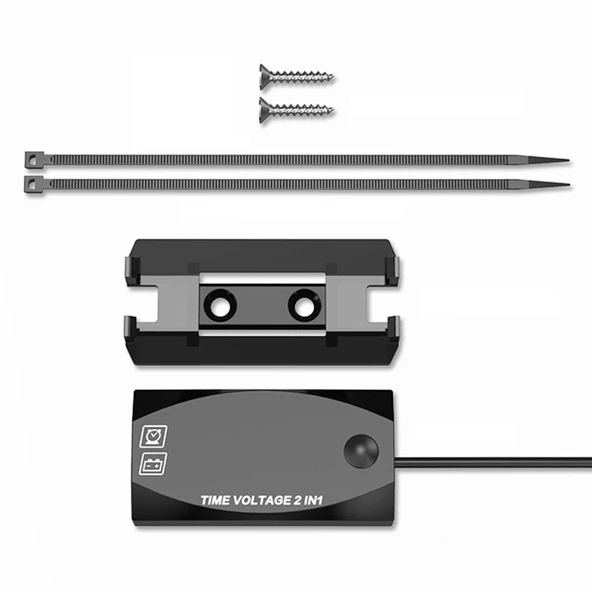 Motosiklet Çok Fonksiyonlu 2'si 1 Arada Dijital Voltmetre ve Elektronik Saat Mavi Işık 6-30V IP67 - 8