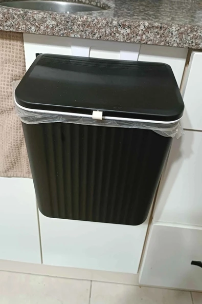 Fonksiyonel 2 Yönlü Açılır Kapaklı Kullanışlı Mutfak Tezgah Üstü veya Dolap Askılı Çöp Kovası 15 Lt - 3