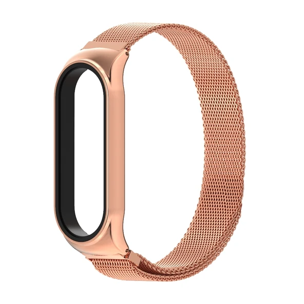Mijobs Milan CS Metal Manyetik Saat Kordonu Xiaomi Mi Band 3 4 5 6 Gül Altın