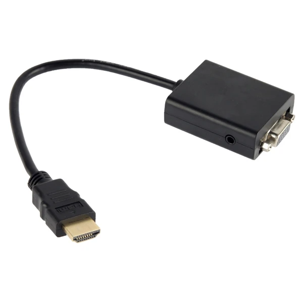 26cm HDMI to VGA Video Dönüştürücü Kablo 3.5mm Ses Çıkışı Destekli Full HD 1080P Siyah - 3