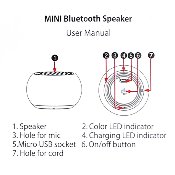 Mini Metal Kablosuz Bluetooth Hoparlör Gümüş Led Gösterge Eller Serbest - 6