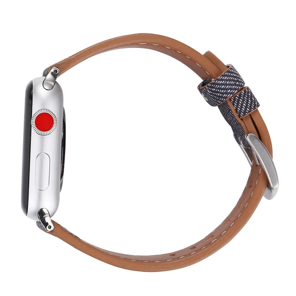 Apple Watch Deri Kayış Gri Kovboy Desenli 42mm-49mm Uyumlu - 4