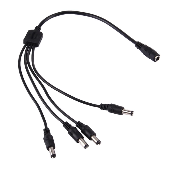 1 Dişi 4 Erkek 5.5x2.1mm DC Güç Kablosu Siyah 40cm