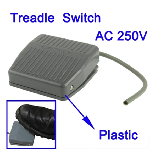 AC 250V 10A Plastik Ayak Pedalı Anahtarı TFS-201 Gri - 3