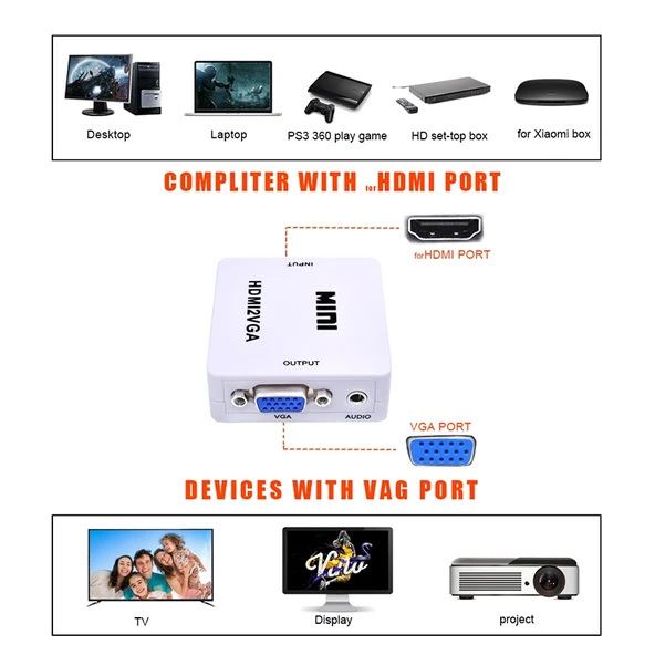 Mini HDMI to VGA Ses Dönüştürücü - 7