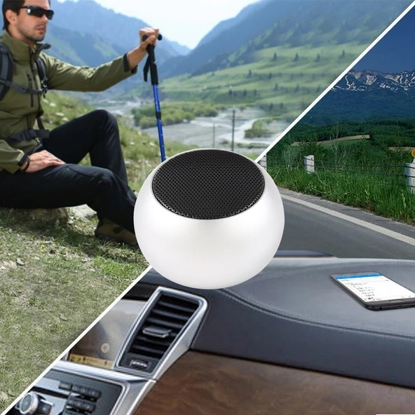 Mini Metal Kablosuz Bluetooth Hoparlör Gümüş Led Gösterge Eller Serbest - 12