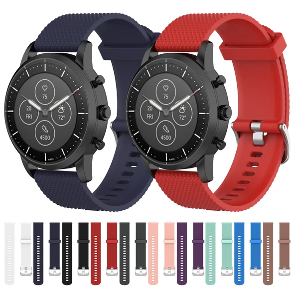 22mm Gri Dokulu Silikon Saat Kayışı Fossil Hybrid Smartwatch HR Erkek Gen 4 Explorist HR Spor Model - 7