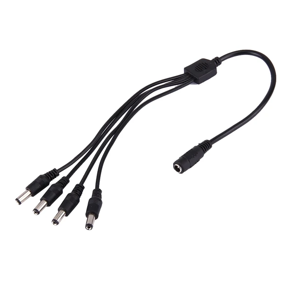 1 Dişi 4 Erkek 5.5x2.1mm DC Güç Kablosu Siyah 40cm - 3