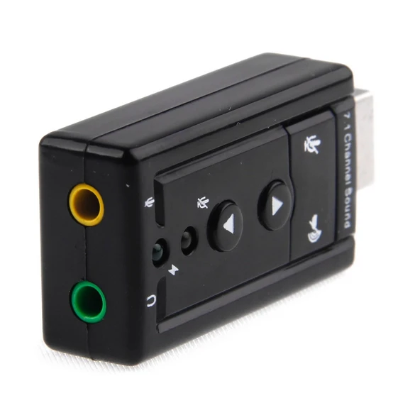 Harici USB 2.0 7.1 Kanal 3D Sanal Ses Kartı Adaptörü Siyah - 2