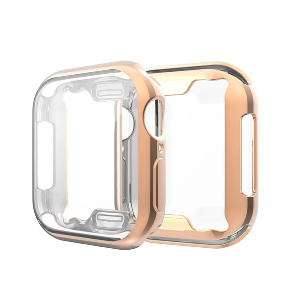 Apple Watch Series 5 ve 4 44mm Tam Kapsamlı Kaplama TPU Kılıf Gül Altın - 2
